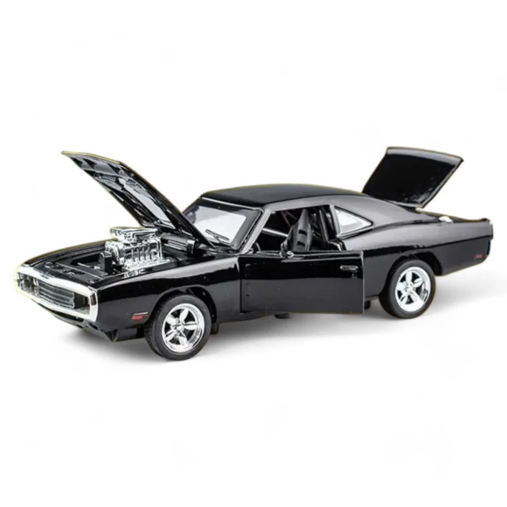 Miniatura Carro Dodge Charger 1970 1:32 em Metal com Portas Abertas, Porta-Malas Aberto e Capô Aberto - MiniRare