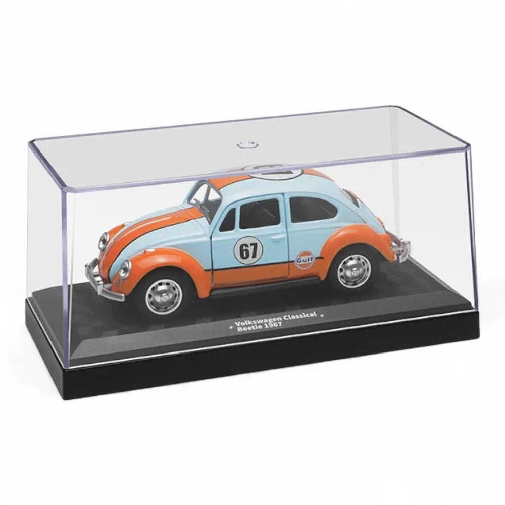 Proteção em Acrílico e Base de Exposição Miniatura Carro VW Fusca GULF 1:36 - MiniRare