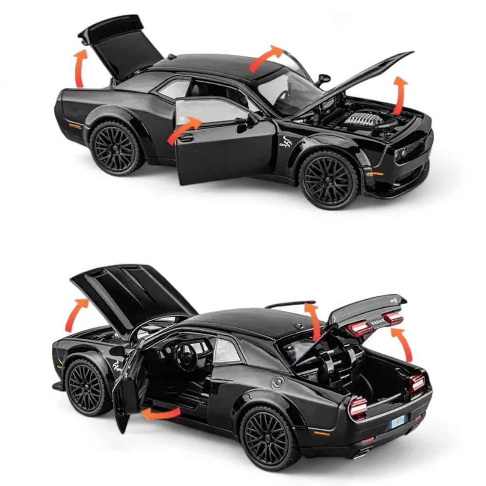 Dodge Challenger Hellcat 1:32 em Metal com Luzes e Som