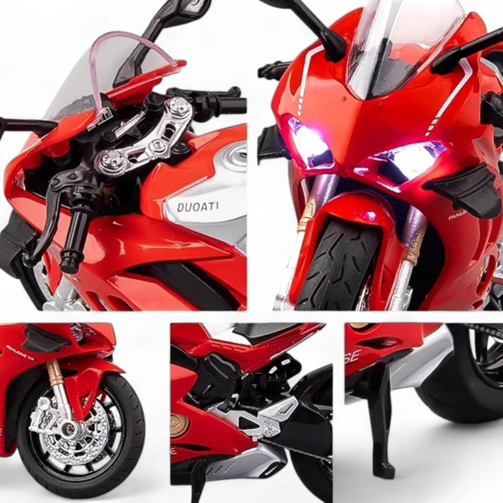 Ducati Panigale V4 S 1:12 em Metal com Luzes e Som
